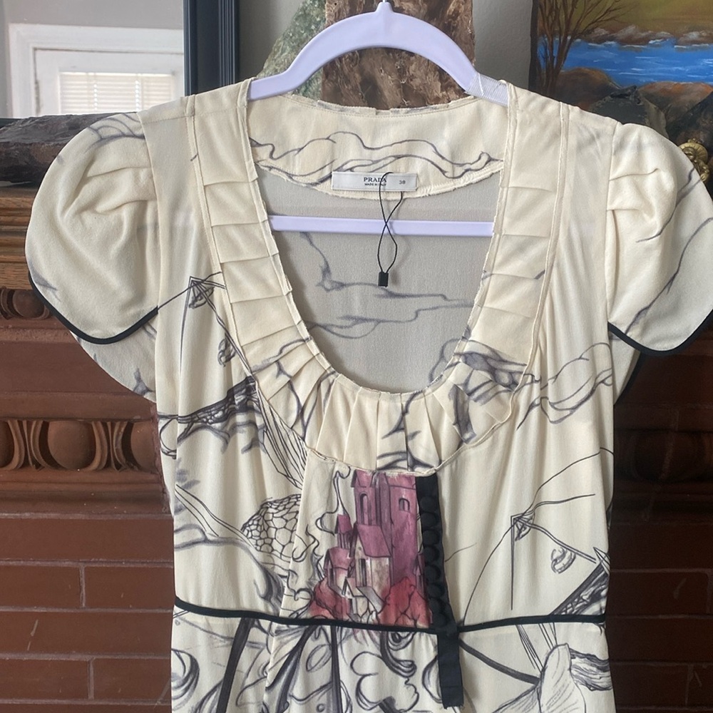 RARE!! Prada James Jean Fairy Print Cap Sleeve Dress
Size 38 IT